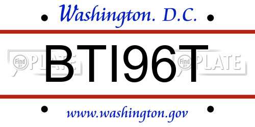 BTI96T District Of Columbia License Plate