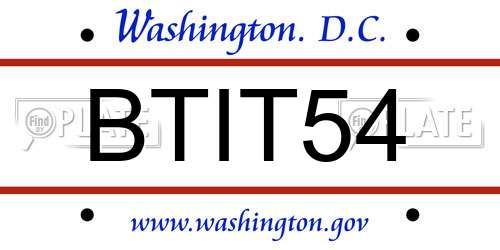 BTIT54 District Of Columbia License Plate