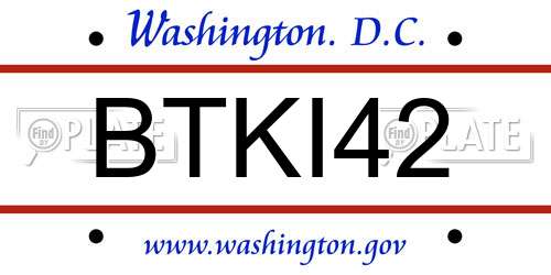BTKI42 District Of Columbia License Plate