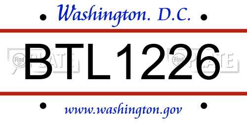 BTL1226 District Of Columbia License Plate