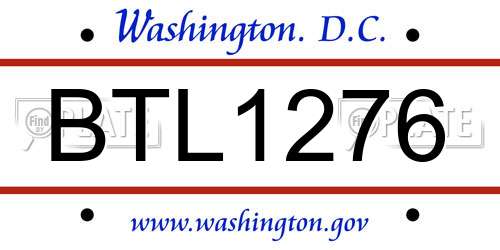 BTL1276 District Of Columbia License Plate