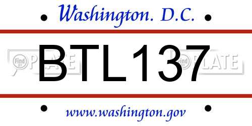 BTL137 District Of Columbia License Plate