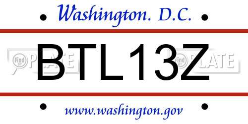 BTL13Z District Of Columbia License Plate