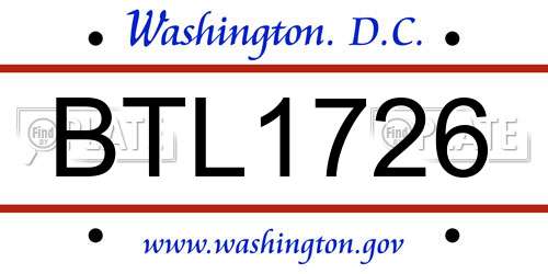 BTL1726 District Of Columbia License Plate
