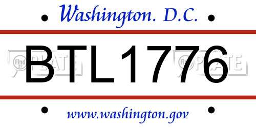 BTL1776 District Of Columbia License Plate