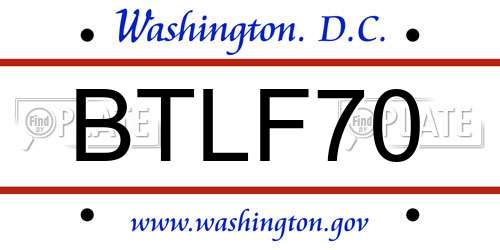 BTLF70 District Of Columbia License Plate