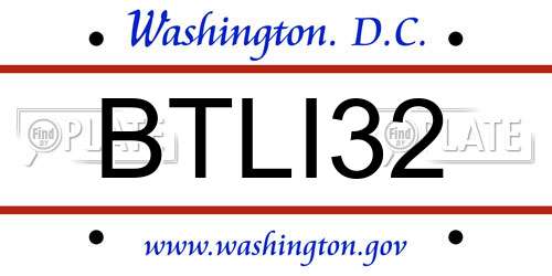 BTLI32 District Of Columbia License Plate