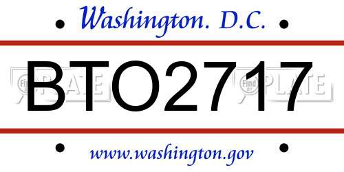 BTO2717 District Of Columbia License Plate