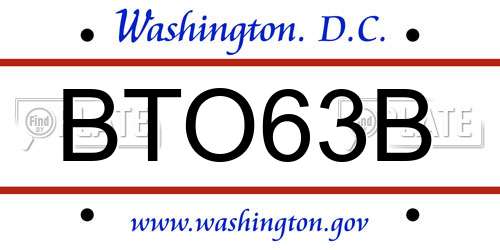 BTO63B District Of Columbia License Plate