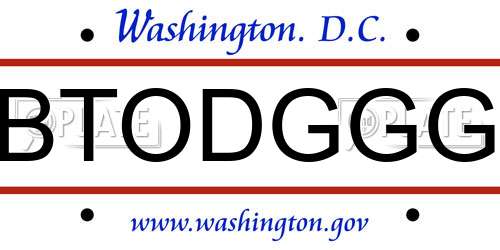 BTODGGG District Of Columbia License Plate