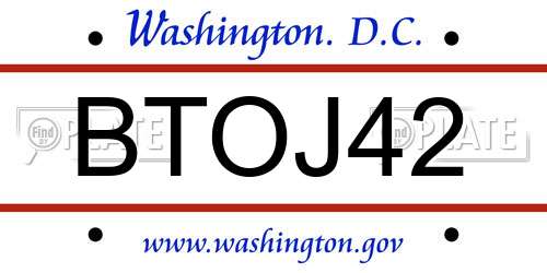 BTOJ42 District Of Columbia License Plate