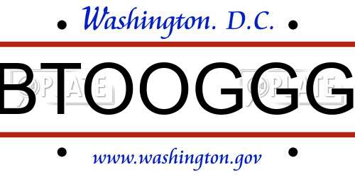 BTOOGGG District Of Columbia License Plate