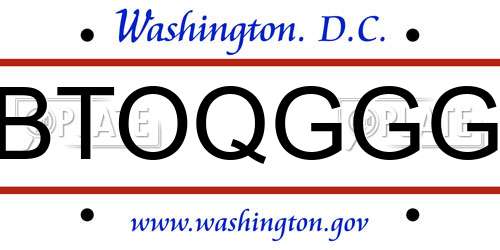 BTOQGGG District Of Columbia License Plate