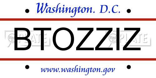 BTOZZIZ District Of Columbia License Plate