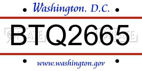 BTQ2665 District Of Columbia License Plate