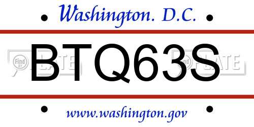 BTQ63S District Of Columbia License Plate