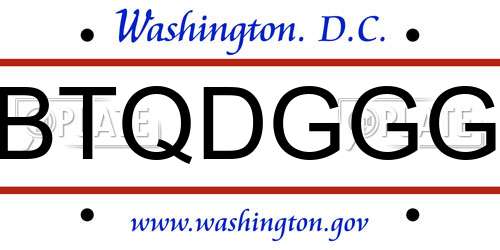 BTQDGGG District Of Columbia License Plate