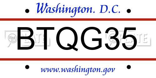 BTQG35 District Of Columbia License Plate