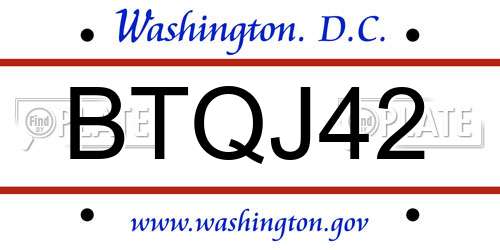 BTQJ42 District Of Columbia License Plate