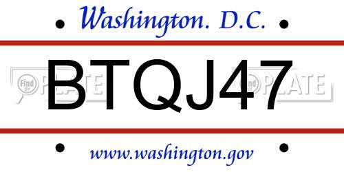 BTQJ47 District Of Columbia License Plate