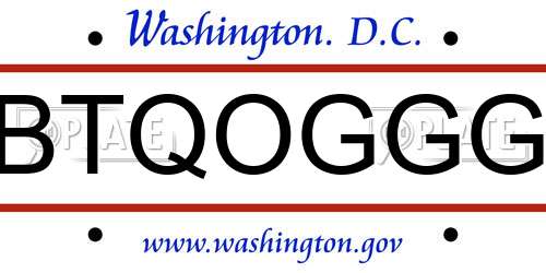 BTQOGGG District Of Columbia License Plate