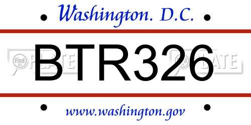 BTR326 District Of Columbia License Plate