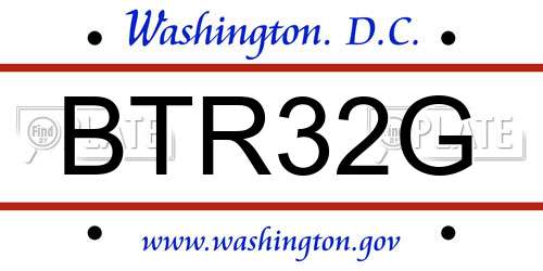 BTR32G District Of Columbia License Plate