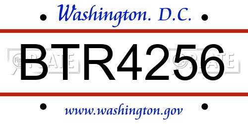 BTR4256 District Of Columbia License Plate