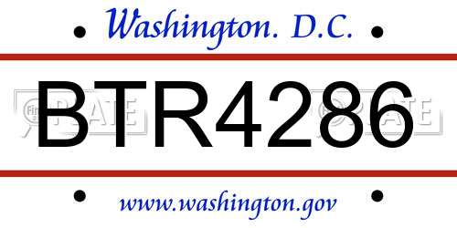 BTR4286 District Of Columbia License Plate