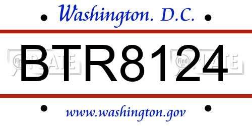 BTR8124 District Of Columbia License Plate
