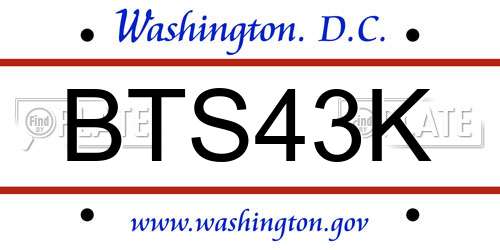 BTS43K District Of Columbia License Plate