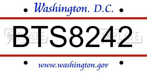 BTS8242 District Of Columbia License Plate