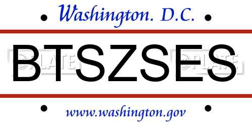 BTSZSES District Of Columbia License Plate