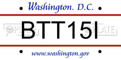 BTT15I District Of Columbia License Plate