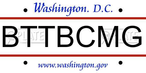 BTTBCMG District Of Columbia License Plate