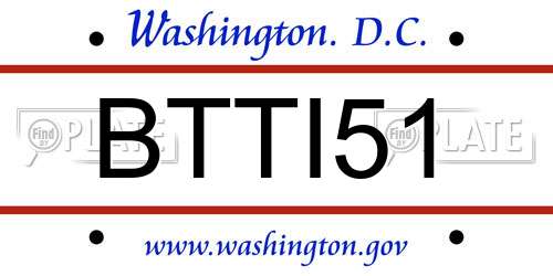 BTTI51 District Of Columbia License Plate