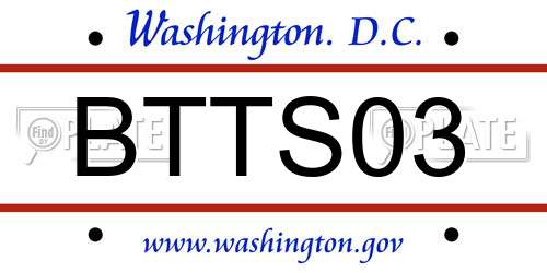 BTTS03 District Of Columbia License Plate