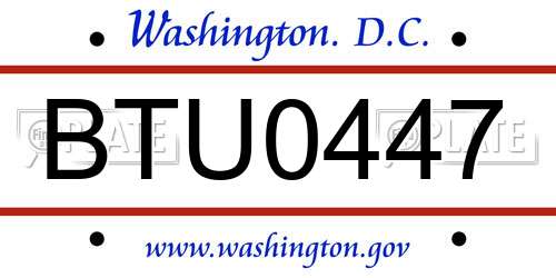 BTU0447 District Of Columbia License Plate