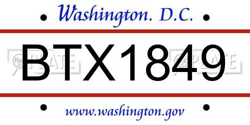 BTX1849 District Of Columbia License Plate