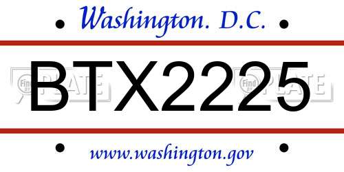 BTX2225 District Of Columbia License Plate