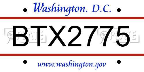 BTX2775 District Of Columbia License Plate