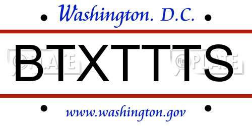 BTXTTTS District Of Columbia License Plate