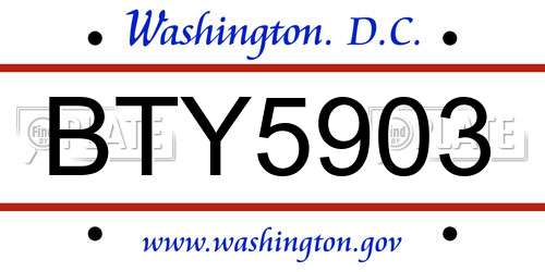 BTY5903 District Of Columbia License Plate