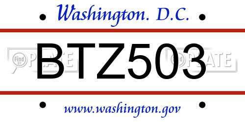 BTZ503 District Of Columbia License Plate