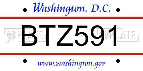BTZ591 District Of Columbia License Plate