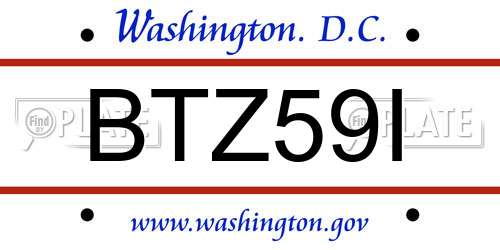 BTZ59I District Of Columbia License Plate