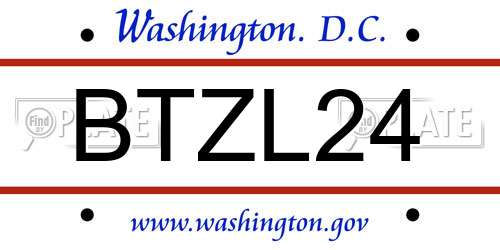 BTZL24 District Of Columbia License Plate