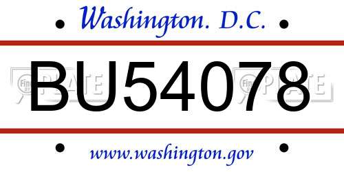 BU54078 District Of Columbia License Plate