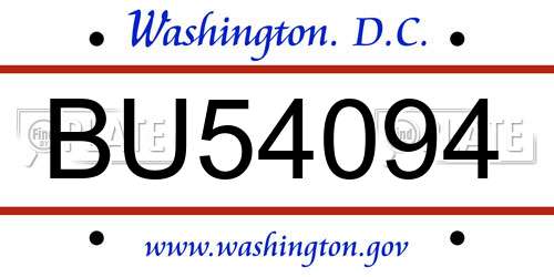 BU54094 District Of Columbia License Plate