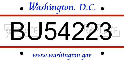 BU54223 District Of Columbia License Plate